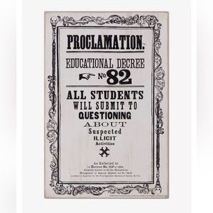 NWT Harry Potter Proclamation 82 Wall Art 13'' x 19 1/2''